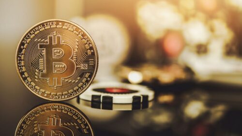 Bitcoin and poker chips image