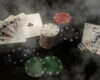 Foggy table with casino gaming materials