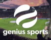 Genius sport logo, sports arena background